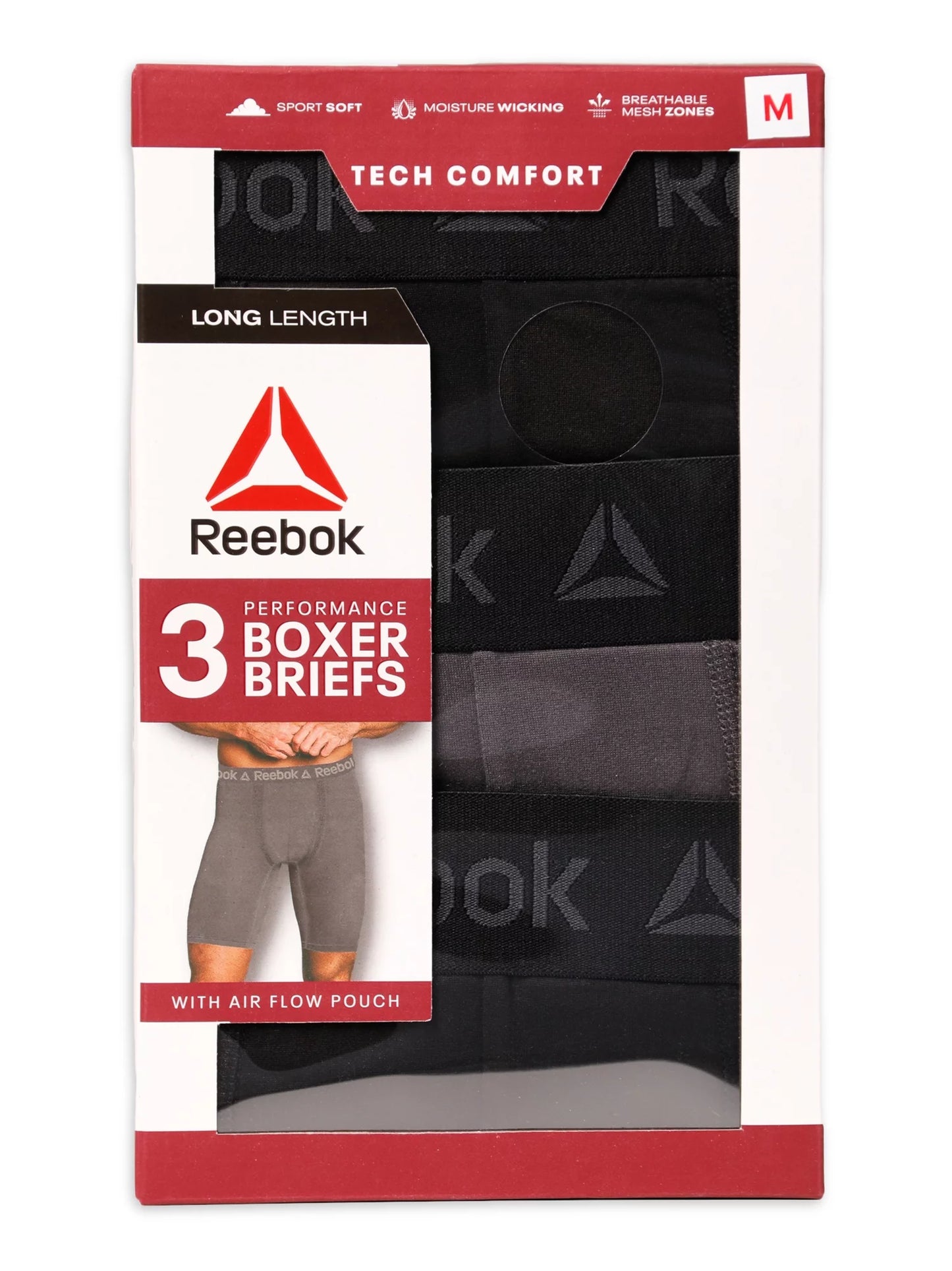 Men'S Underwear Tech Comfort Long Length Boxer Brief Underwear, 9 Inch, 3 Pack