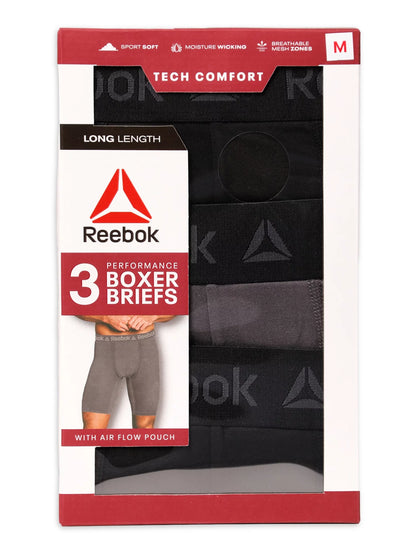 Men'S Underwear Tech Comfort Long Length Boxer Brief Underwear, 9 Inch, 3 Pack