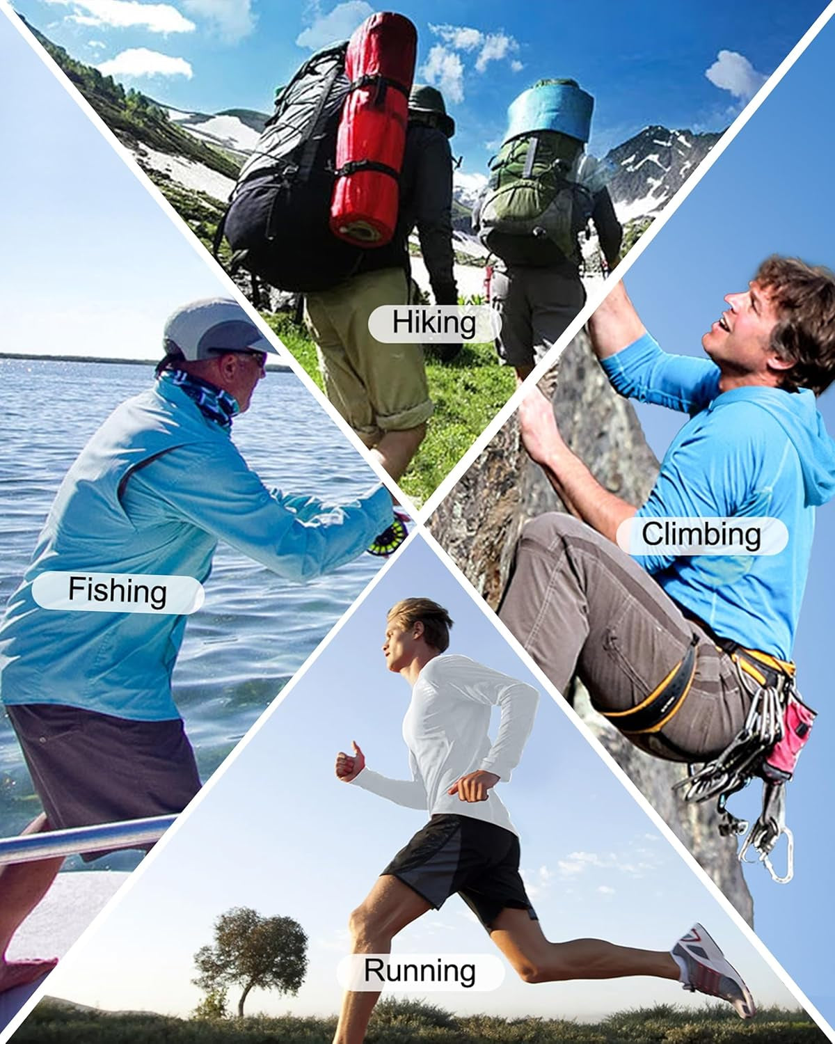 UPF 50+ Fishing Shirts for Men, Long Sleeve UV Sun Protection Hoodie, Outdoor Hiking Running Swimming Rash Guard